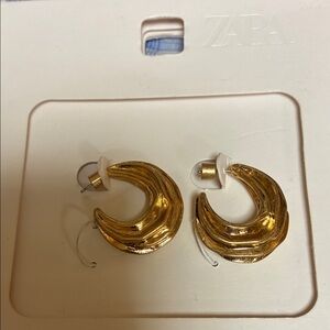 Zara Metallic Gold Hoop Earrings
